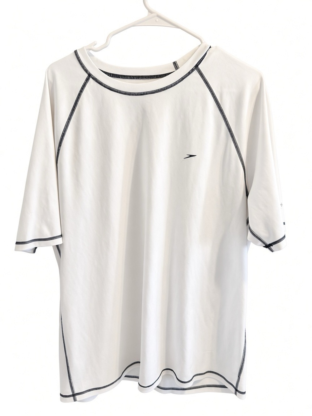 Speedo White Short Sleeve Men's Rash Guard with Contrast Stitching